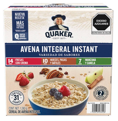 Avena Integral Quaker Instant Variedad de sabores 31 pzas -ZK