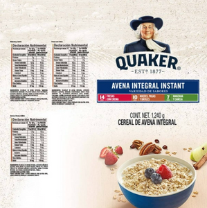 Avena Integral Quaker Instant Variedad de sabores 31 pzas -ZK