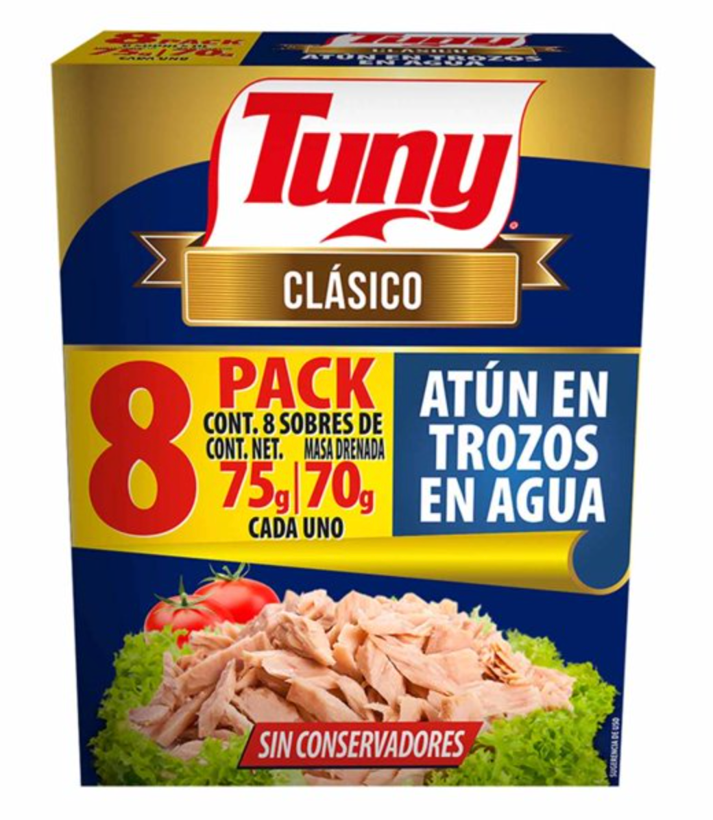 Atún en Agua Tuny Clásico 8 Sobres de 75 g c/u -ZK