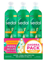 Cargar imagen en el visor de la galería, Crema para Peinar Sedal Rizos Definidos 3 pzas de 380 ml c/u - ZK