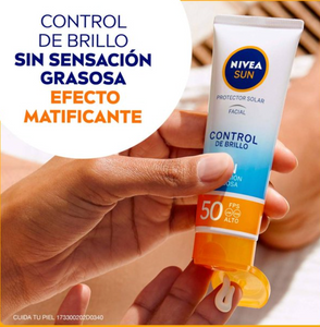 Protector Solar Facial Nivea Sun Control de Brillo Efecto Mate FPS50+ 2 pzas de 50 ml c/u - ZK