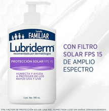 Cargar imagen en el visor de la galería, Crema Corporal Lubriderm Protección Solar UV 15 946 ml - ZK