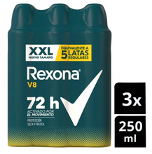 Cargar imagen en el visor de la galería, Antitranspirante en Aerosol Rexona V8 3 pzas de 250 ml c/u - ZK