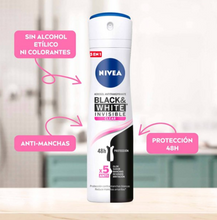 Cargar imagen en el visor de la galería, Antitranspirante Nivea Black and White Invisible Clear 3 pzas de 250 ml - ZK