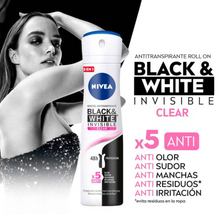 Cargar imagen en el visor de la galería, Antitranspirante Nivea Black and White Invisible Clear 3 pzas de 250 ml - ZK