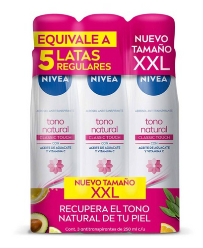 Antitranspirante Nivea Tono Natural XXL 3 pzs de 250 ml - ZK