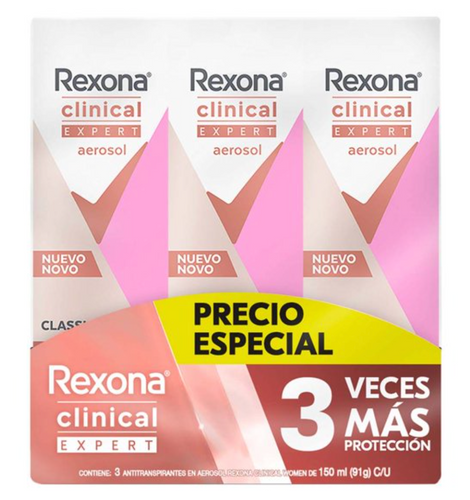Antitranspirante Rexona Clinical 3 pzas de 91 gr c/u - ZK