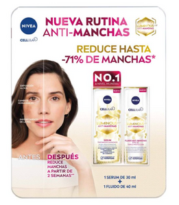 Rutina Anti-Manchas Nivea Luminous630 Serum 30 ml + Fluido 40 ml - ZK