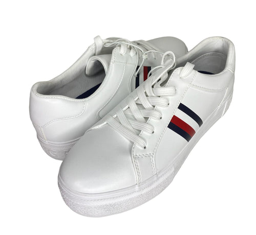 Tenis Tommy Hilfiger Blancos Con Rayas Rojas Y Azules Dama - BGP