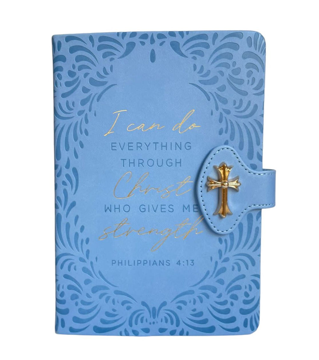 LIBRETA AZUL CON LETRAS Y DETALLES EN DORADO - BGP