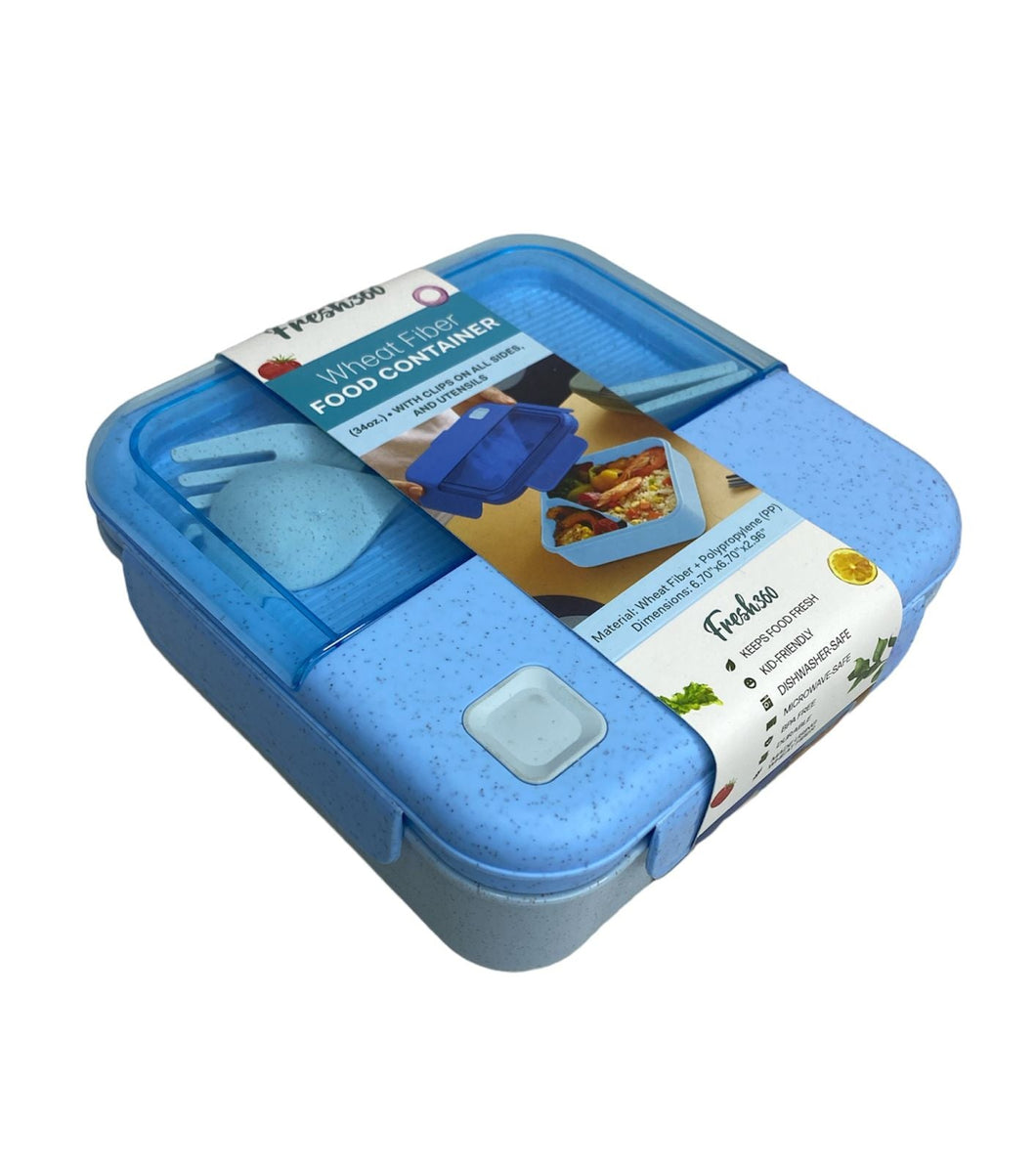 Contenedor Comida Tuper Azul 34 Oz Fresh 360 Con Utensilios Color Azul Acero - BGP