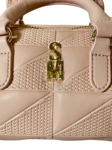Bolsa Steve Madden Satchel Nude Textura Geométrica Importada - BGP