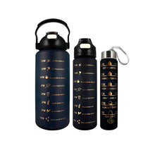 Cargar imagen en el visor de la galería, Set de 3 botellas motivadoras negras - BGP