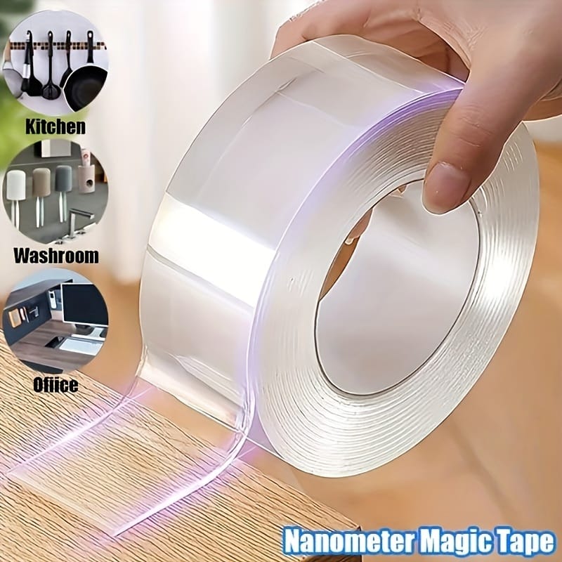 Reutilizable Nano Tape de 3M - Nano Cinta Doble Cara Adhesiva Almohadillas de Gel Antideslizantes Adhesiva de Doble Cara Lavable Sin Rastros para Pared Cocina Alfombras Oficina en Casa - BGP
