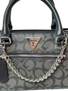 Bolsa Guess Dama Gris Con Detalles Negros Y Cadena Original  - BGP