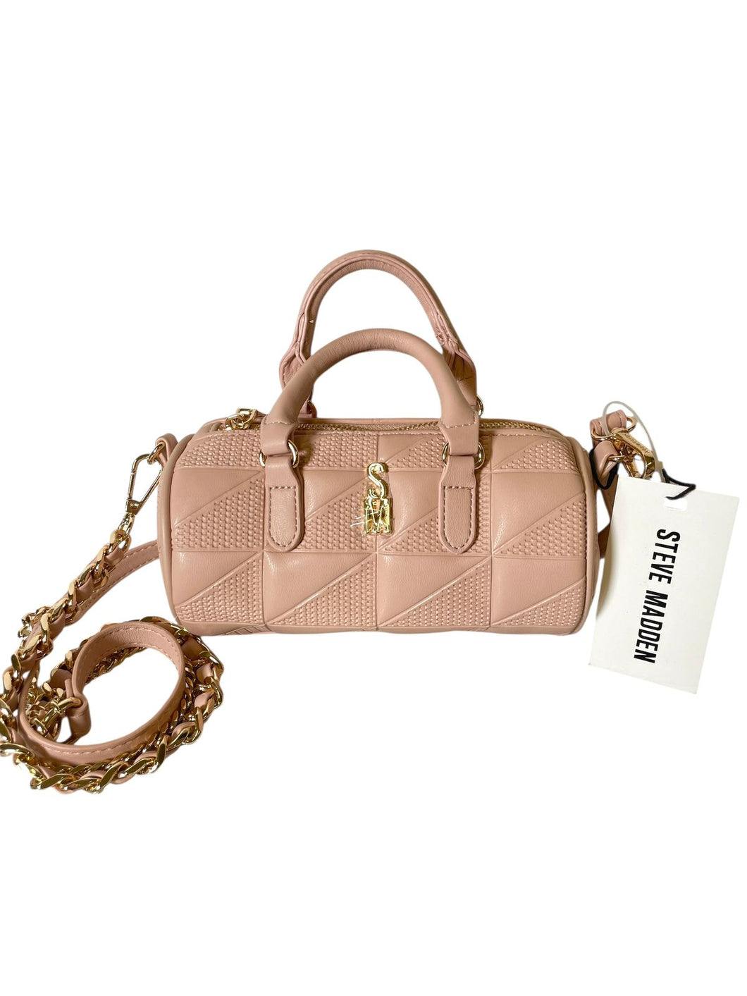 Bolsa Steve Madden Satchel Nude Textura Geométrica Importada - BGP
