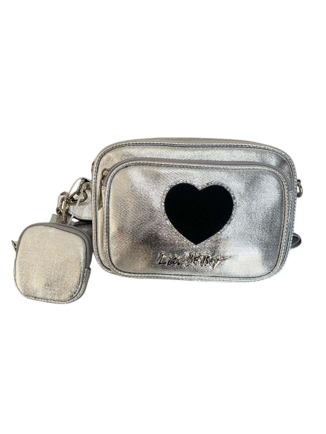 Crossbody Luv Betsey Plata con Corazón Negro - BGP