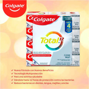 Crema Dental Colgate Total 12 Multiprotección 4 Pzas de 150 Ml- ZK