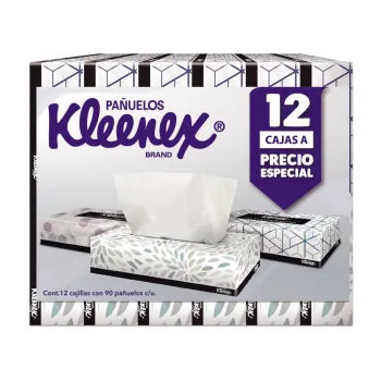 Pañuelos Faciales Kleenex 12 Cajas con 90 Pzas - ZK