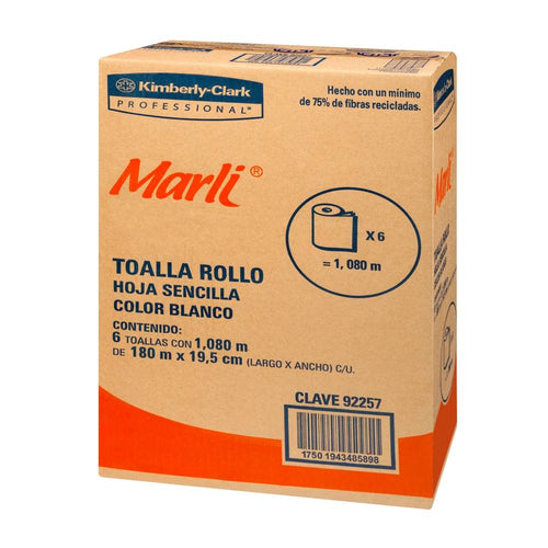 Caja Toalla para Manos en Rollo 180M/6R