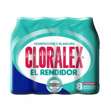 Blanqueador Líquido Cloralex El Rendidor 8 Pzas de 950 Ml - ZK