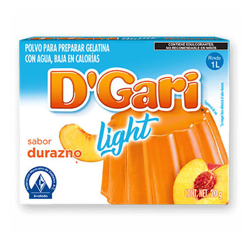 Media Caja Gelatina D'Gari Light Durazno 20G/12P