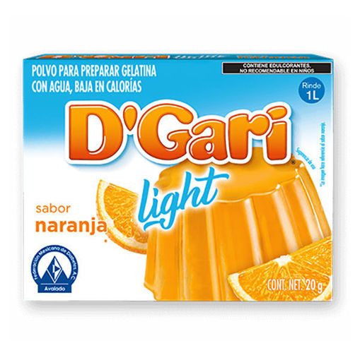 Media Caja Gelatina D'Gari Light Naranja 20G/12P