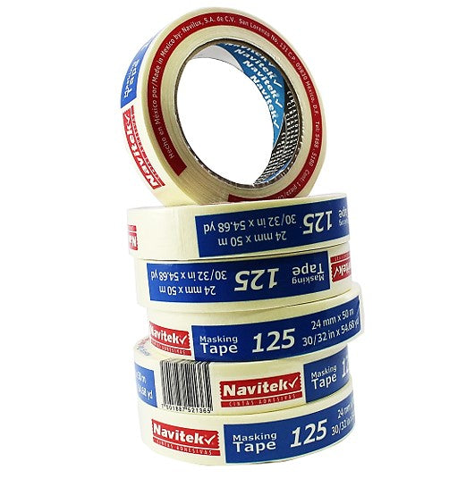 Masking tape Navitek de 24 mm x 50 m, 1 caja / 48 pzas