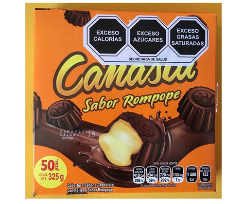 Caja Canasta de Chocolate relleno de rompope 24C/50P