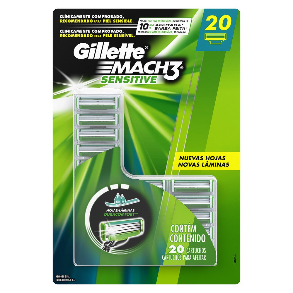 Cartuchos para Máquina de Afeitar Gillette Mach3 Sensitive 20P - ZOK