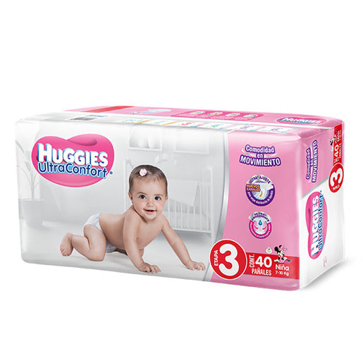 Caja pañales Huggies Ultra Confort 3 etapa niña 5C/40P - SCG