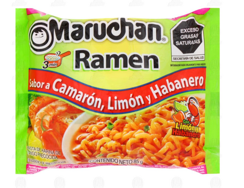 Caja sopa Maruchan Ramen sabor camarón con limón y habanero 24P/85G - SCG