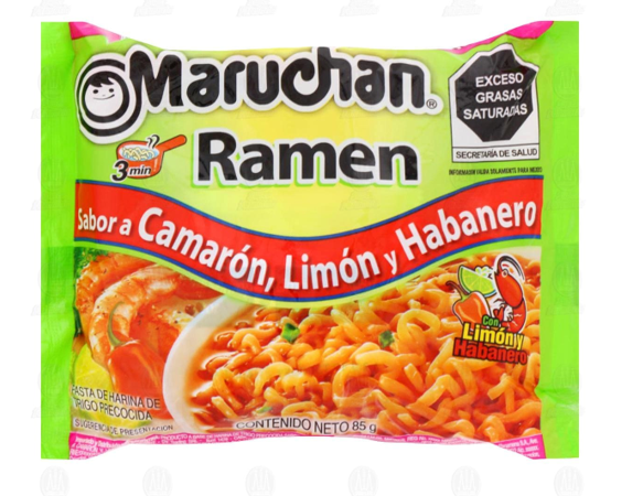 Caja sopa Maruchan Ramen sabor camarón con limón y habanero 24P/85G - SCG