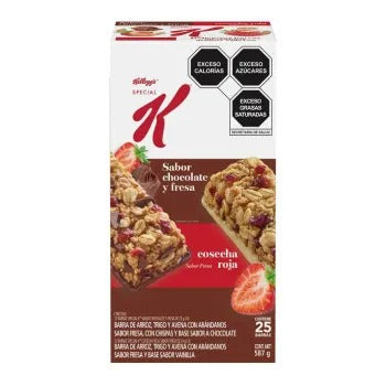 Barra de Cereal Special K Kellogg's Cereal Bar Chocolate y Cosecha Roja 25 pzas de 21 g c/u - ZK