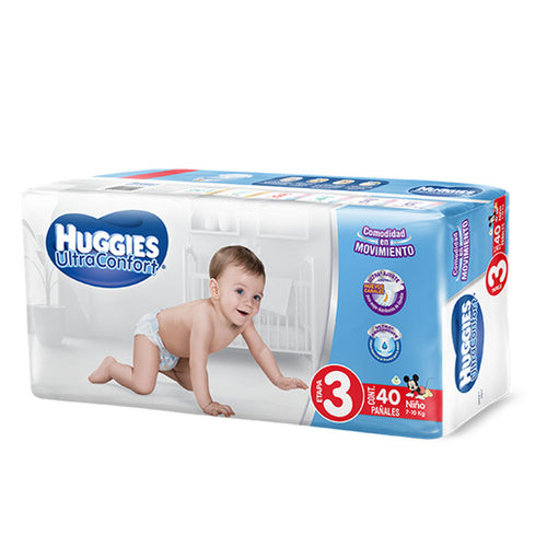 Caja pañales Huggies Ultra Confort 3 etapa niño 5C/40P - SCG