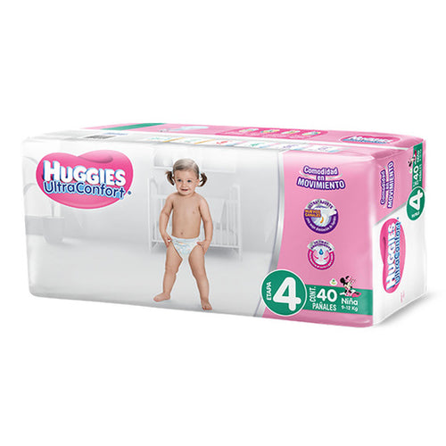 Caja pañales Huggies Ultra Confort 4 etapa niña 5C/40P - SCG
