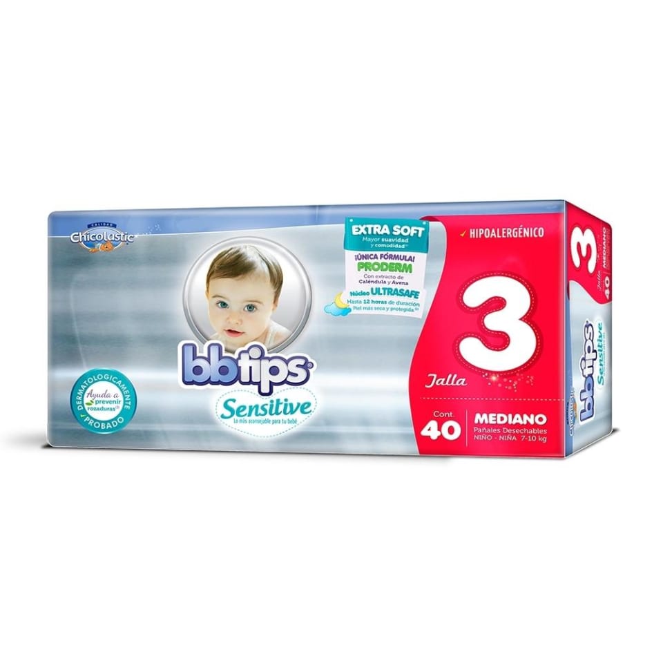 Caja de pañales Chicolastic Bebe Tips talla mediano E3 4C/40P