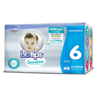 Caja de pañales Chicolastic Bebe Tips talla E6 XXGDE 4C/40P