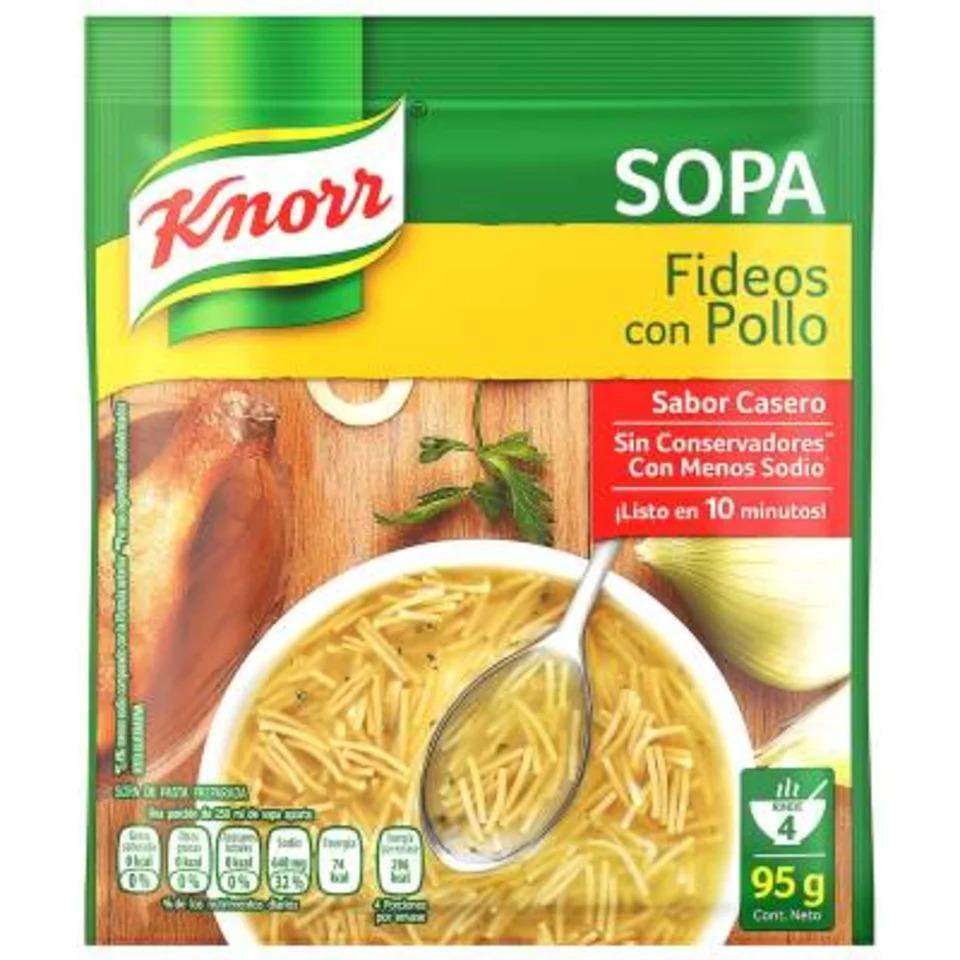 Media caja Sopa Knorr fideo y pollo 95G/6P