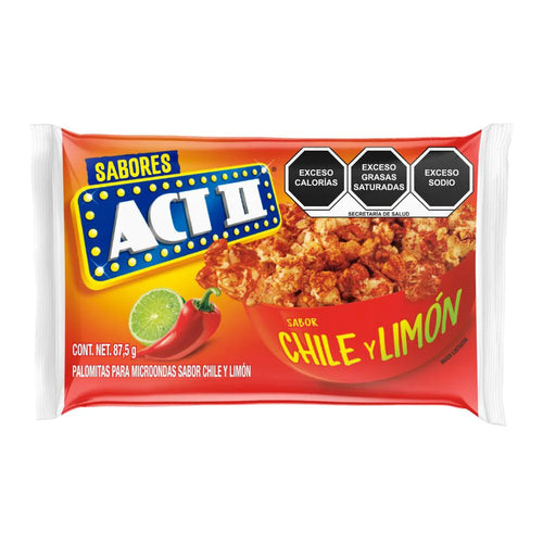 Caja Palomitas Act II Chile y Limon 87.5G/15P/4EX