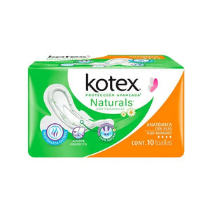 Caja Toalla Kotex Manzanilla Anatomica Con Alas Flujo Abundante 10T/10P - SCG