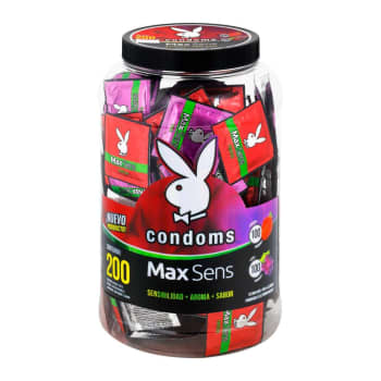 Preservativos Playboy Condoms Max Sens Fresa y Uva 200 Pzas - ZK