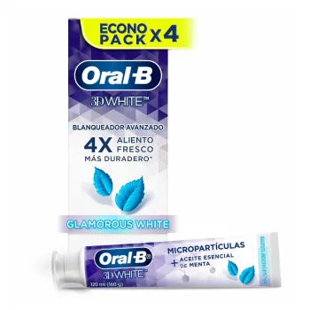 Pasta Dental Oral-B 3D White Glamourous 4 Pzas de 120 Ml - ZK