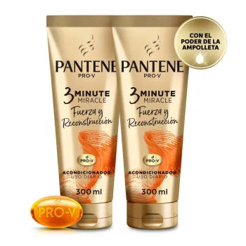 Acondicionador Pantene Pro-V 3 Minute Miracle 2 pzas de 300 ml c/u - ZK