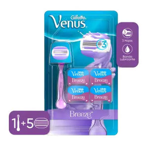 Afeitadora Gillette Venus Brezee + 5 Cartuchos de Repuesto - ZK