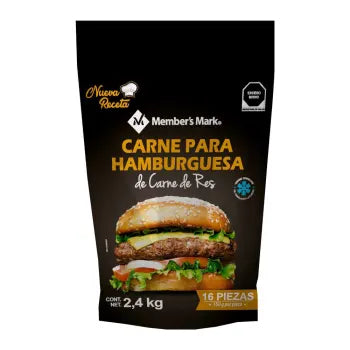 Carne para Hamburguesa Member's Mark 100% Carne de Res 2.4 Kg - ZK