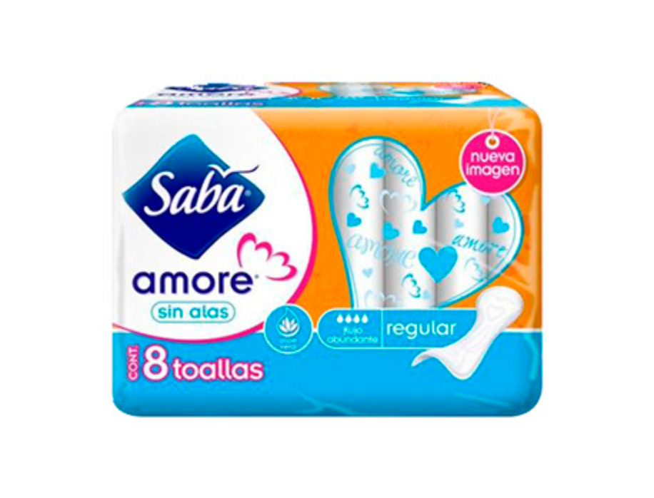 Caja Toalla Femenina Amore Regular Sin Alas Flujo Abundante 8T/10P - SCG