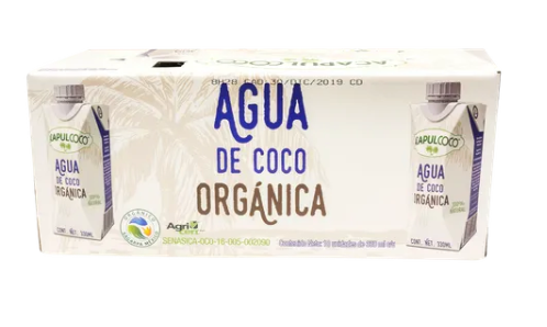 Agua de coco orgánico 18P/330M - KOZ