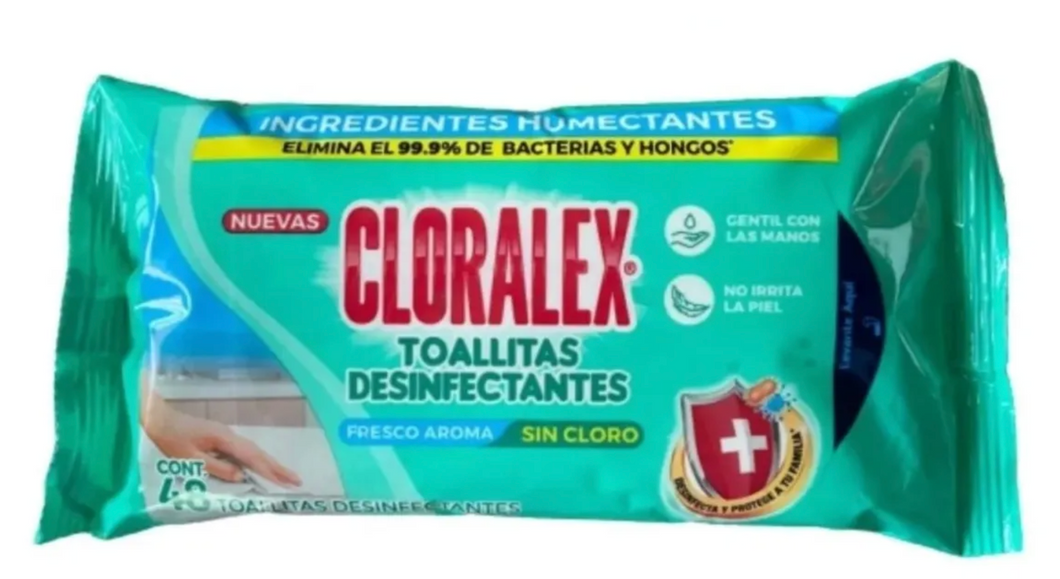 Caja Toallas Húmedas Desinfectantes Cloralex 24 piezas Con 48 Toallitas