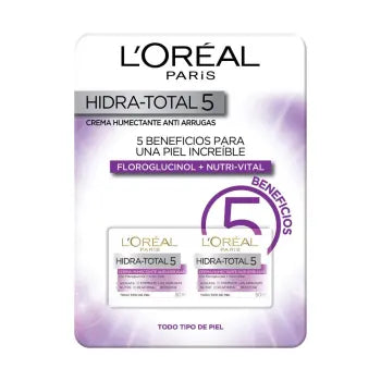 Crema Humectante L'Oréal Hidra-Total-5 Anti Arrugas 2 pzas de 50 ml- ZK